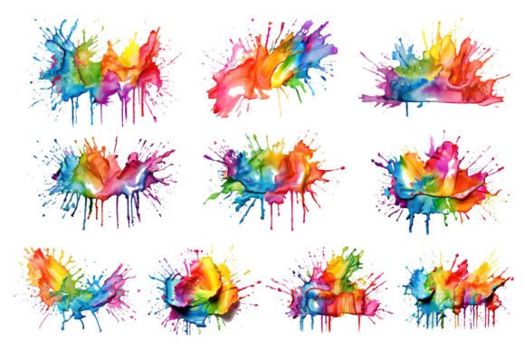 Download Rainbow Paint Splash, Paint Splatter Set - Splatter Collection