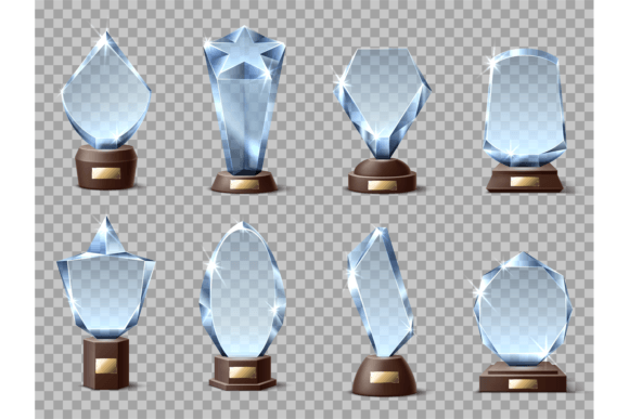 Download Realistic Glass Trophies. Modern Shapes - Premium Resources