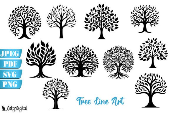 Download Tree Line Art Silhouette - Silhouette Collection