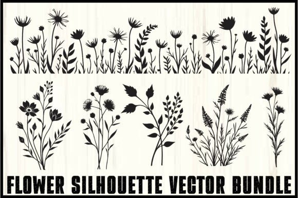 Download Wild Flower Silhouette Vector Set - Silhouette Collection