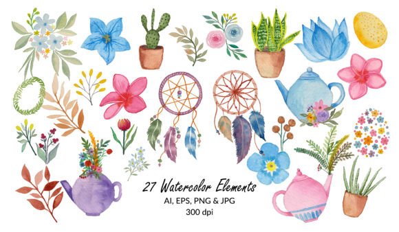 Download Watercolor Floral Elements - Watercolor floral elements Collection