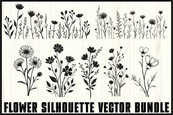 Download Wild Flower Silhouette Vector Set - Silhouette Collection