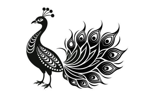 Download Peacock, Line Art, Silhouette,design. - Silhouette Collection