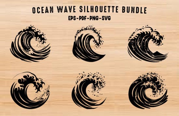 Download Ocean Wave Silhouette Vector Set - Silhouette Collection