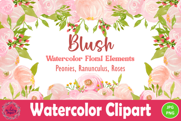 Download Blush Watercolor Floral Elements Clipart - Watercolor floral elements Collection