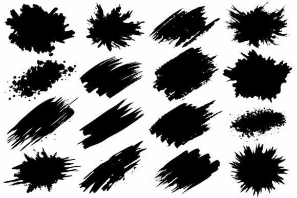 Download Black Grunge Brush Strokes and Splatters - Splatter Collection