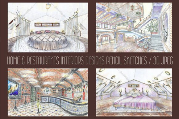 Download Interior Design Handmade Pencil Sketches - Interior design Collection