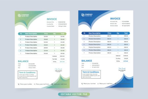 Download Business Invoices with Modern Shapes - Premium Resources