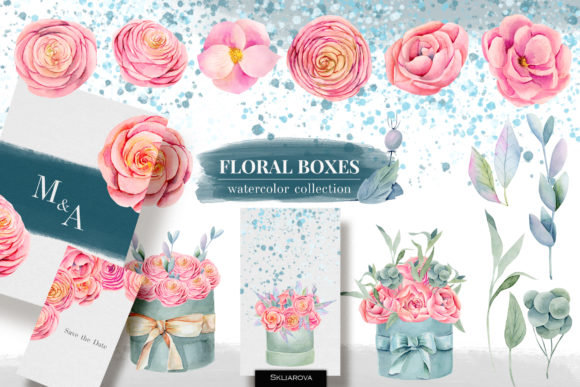 Download Floral Boxes. Watercolor Floral Elements - Watercolor floral elements Collection