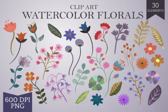 Download Hand-drawn Watercolor Floral Elements - Watercolor floral elements Collection