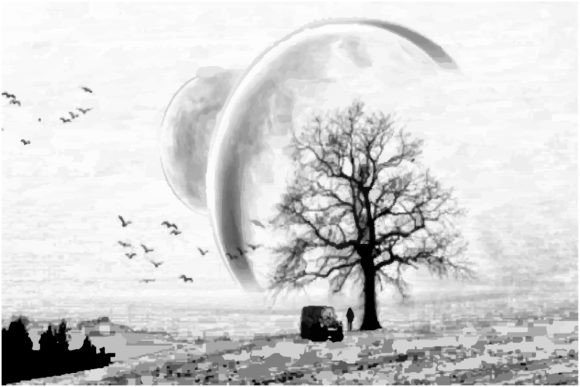 Download Mountain and Tree Line Art Silhouette - Silhouette Collection