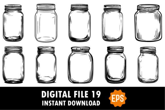 Download Empty Jar Silhouette Cut File Bundle - Silhouette Collection