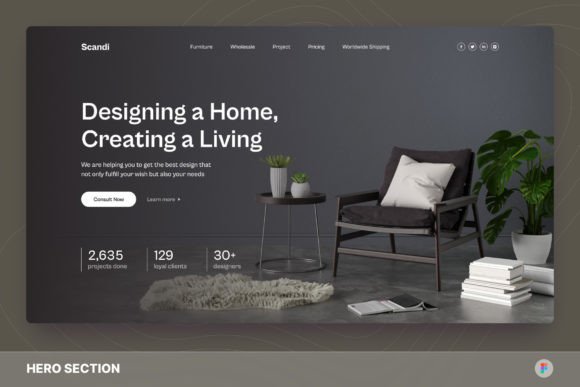 Download Scandi - Interior Design Hero Section - Interior design Collection