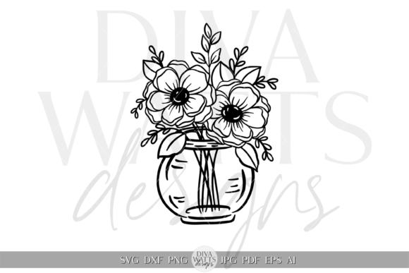 Download Flowers in Vase Silhouette Design SVG - Silhouette Collection