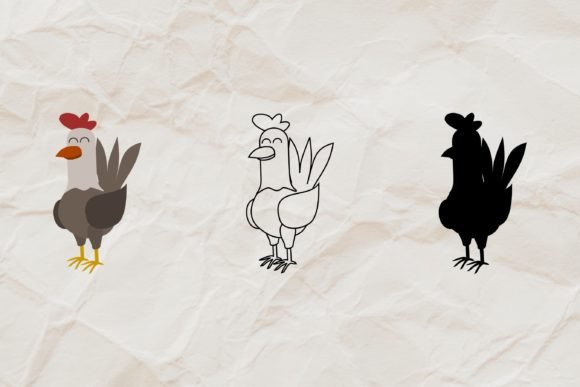 Download Rooster Vector, Line Art, Silhouette SVG - Silhouette Collection