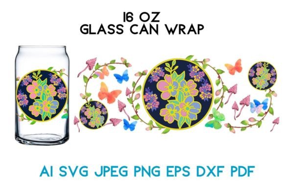 Download 16 Oz Glass Autumn Holiday Flowers SVG - Holiday flowers Collection